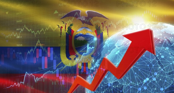Global financial growth with Ecuadorian flag. Financial growth with Ecuador flag on economic background