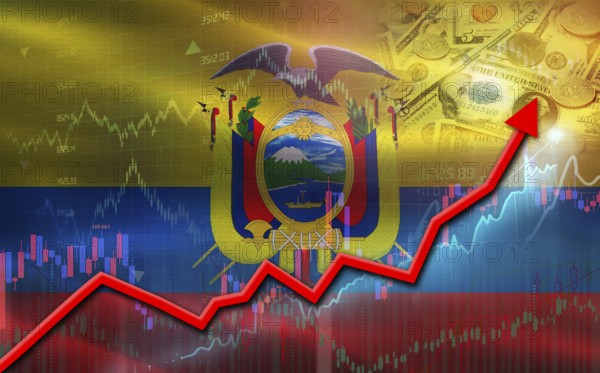 Ecuador economic growth on financial graph. Ecuadorian financial growth on market graph