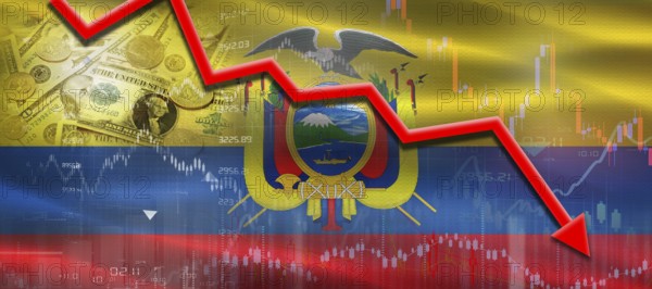 Ecuador Financial Crisis on Economic Graph. Financial Fall Ecuadorian on Economy Market