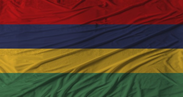Mauritian flag waving. Flag of Mauritius with cloth texture