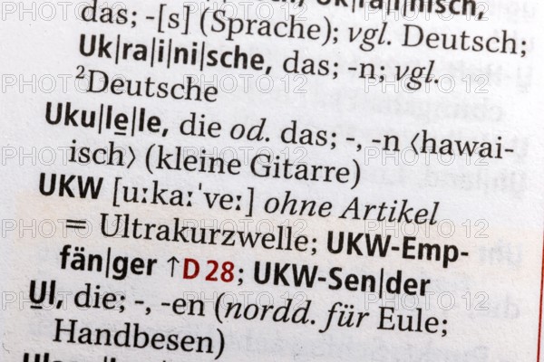 Ukulele, FM receiver Term from the Duden. Standard work of German spelling, 29th edition. germany
