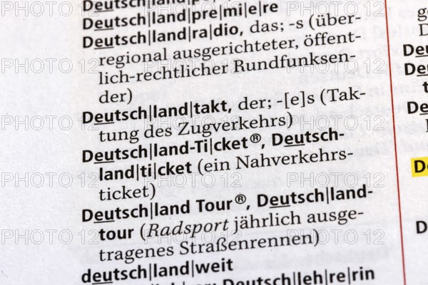 Germany ticket, Germany ticket, Germany tour, Germany tour, German tour. Term from the Duden. Standard work of German spelling, 29th edition. germany