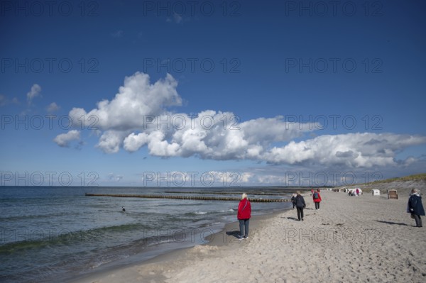 Cloudy sky on the Baltic Sea beach in Ahrenshoop, DarÃŸ, Mecklenburg-Western Pomerania, Germany