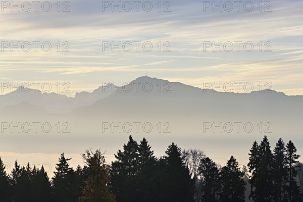 Rigi Kulm above the sea of fog, Horben, Lindenberg, Beinwil-Freiamt, Canton, Aargau, Switzerland