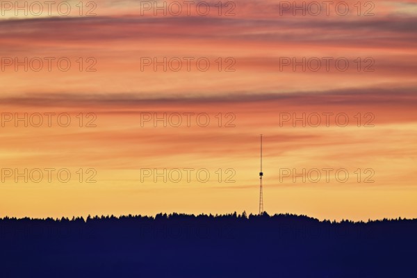 BeromÃ¼nster transmission tower at sunset, Gunzwil, Canton, Lucerne, Switzerland