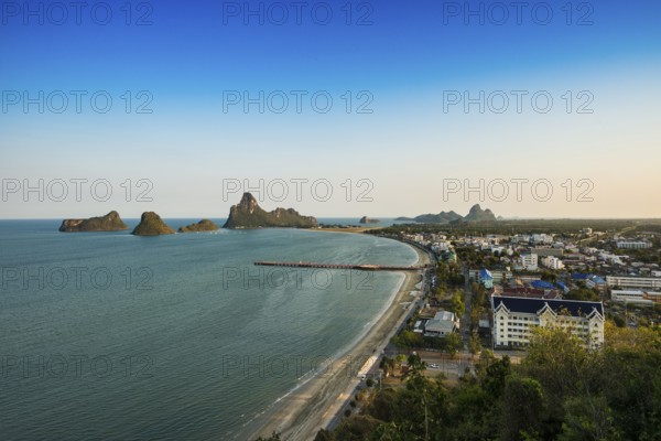 Panoramic view from Wat Khao Chong Krachok, Prachuap Khiri Khan, Prachuap Khiri Khan Province, Central Thailand, Thailand