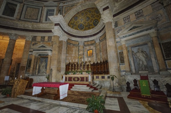 Christian altar in ancient temple Pantheon di Agrippa today Catholic church Basilica of Santa Maria ad Martyres, Rome, Lazio, Italy