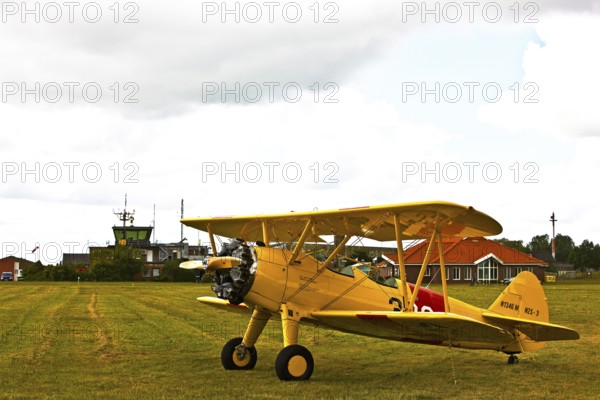 Boeing Stearman, radial engine, biplane, classic tail wheel, trainer, Spotterday, Wittmund, Lower Saxony, Germany
