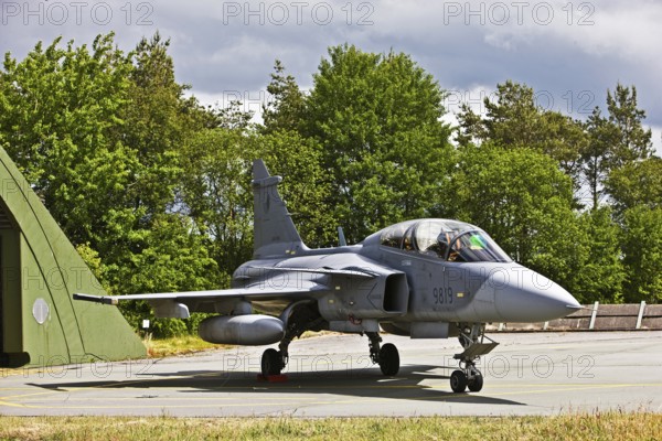 Saab Gripen JAS 39D Czech Air Force, fighter, aircraft, 1 turbofan engine, two-seater, combat suitable, aircraft, aircraft type, Swedish multi-purpose fighter aircraft, fighter aircraft, air defense, air attack capability, two-seater reconnaissance, all-weather capable, fighter-bomber, fighter aircraft, Spotterday, Wittmund, Lower Saxony, Germany