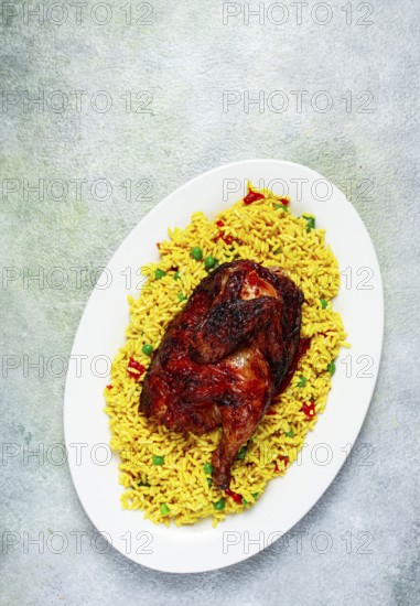 Kabsa, rice with chicken, Saudi Arabian dish, national dish, homemade, no people