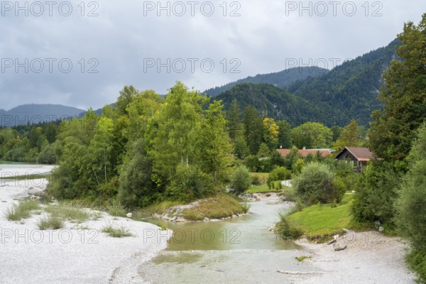 Landschaft an der Isar, Lenggries, Isarwinkel, Upper Bavaria, Bavaria, Germany