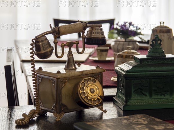 Old antique telephone with dial