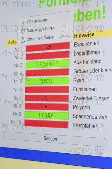 Digital form with color-coded elements is displayed, Jugend Forschungszentrum Nagold, Landkreis Calw, Germany
