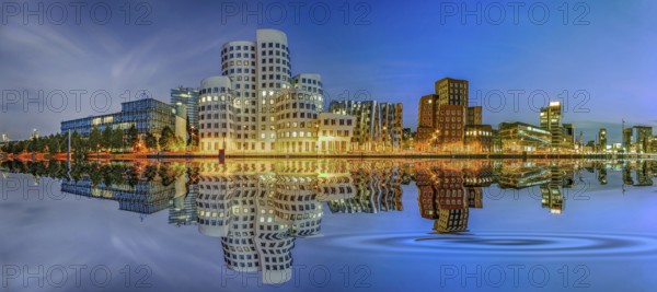 Medienhafen panoramic reflection built in DÃ¼sseldorf Germany