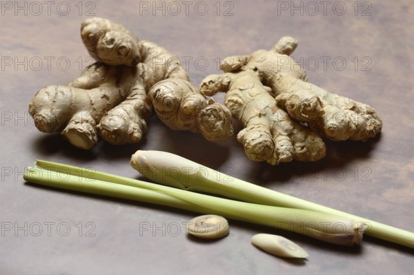 Ginger, ginger bulbs and lemongrass