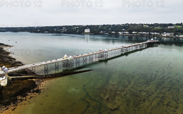 Garth Pier from a drone, Bangor, Wales, UK