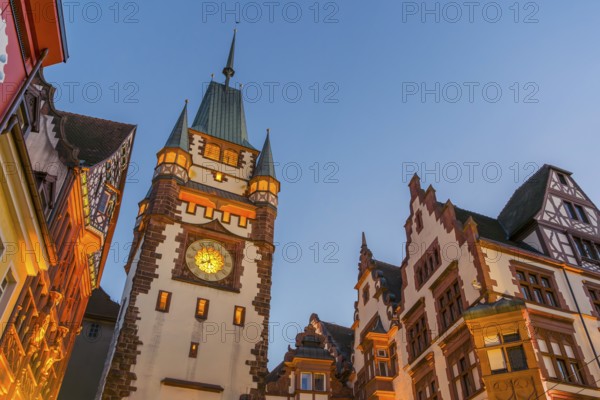 The historic Swabian Gate in the evening light, Freiburg im Breisgau