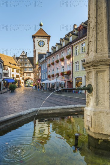 The historic Schwabentor with fountain, Freiburg im Breisgau
