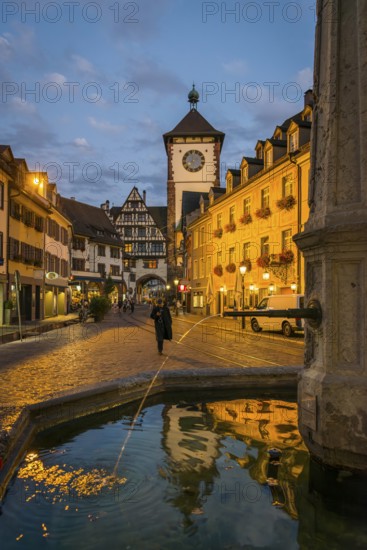The historic Swabian Gate in the evening light, Freiburg im Breisgau