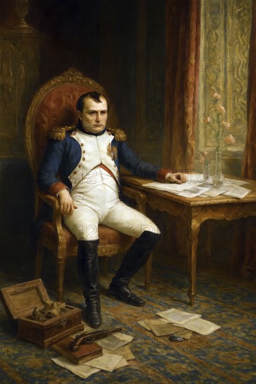 The French Emperor Napoleon Bonaparte, in Fontainebleau Castle, portrait, symbolic image of France, Empire, history, Corsica, dictator, AI generated, AI generated