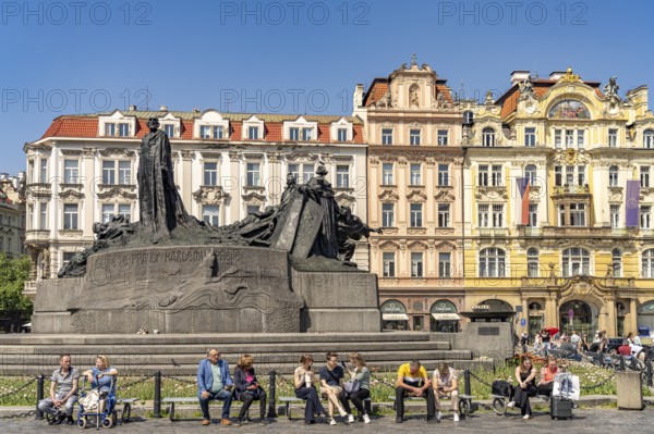Jan Hus Memorial on Old Town Square in the Old Town of Prague, Prague, Czech Republic