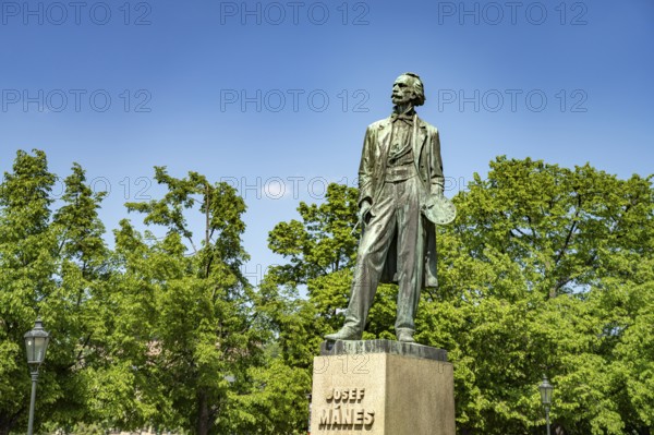 Statue of painter Josef MÃ¡nes in Prague, Czech Republic