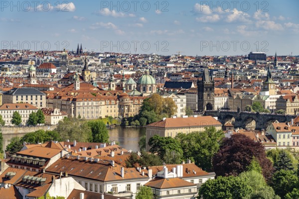Old Town, Vltava and MalÃ¡ Strana seen from above, Prague, Czech Republic
