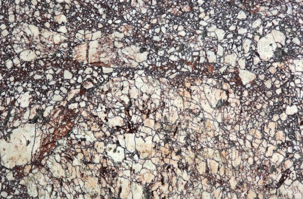Beige marble with red contrasts, dramatic and complex texture
