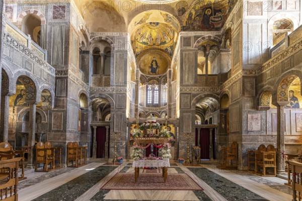 Epitaphios in the interior of the Katholikon, Hosios Luke monastery, UNESCO World Heritage Site in Steiri, Greece