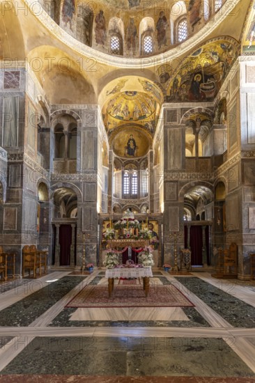 Epitaphios in the interior of the Katholikon, Hosios Luke monastery, UNESCO World Heritage Site in Steiri, Greece