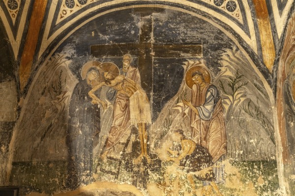Frescoes of the Catholic Crypt from the Hosios Luke Monastery, UNESCO World Heritage Site in Steiri, Greece
