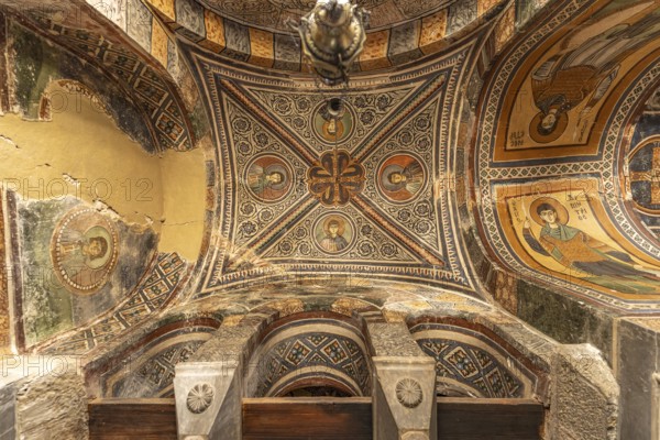 Mosaics and frescoes of the Katholikon dome, Hosios Luke monastery, UNESCO World Heritage Site in Steiri, Greece