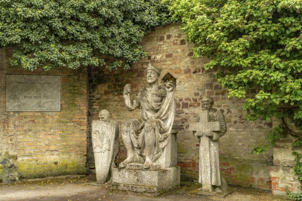 Statues of the Franconian-Salian emperors in the cathedral garden of Speyer, Rhineland-Palatinate, Germany