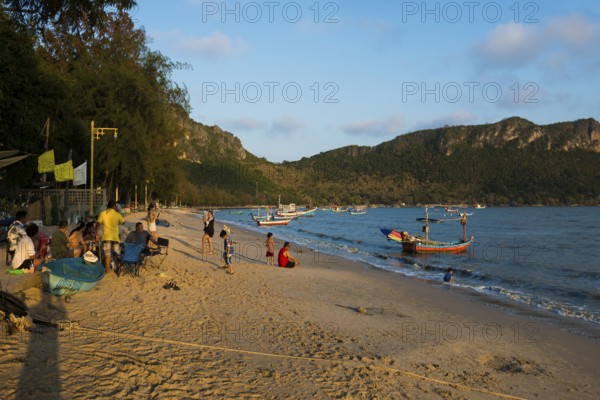 Scenic beach, sunset, Prachuap Khiri Khan, Prachuap Khiri Khan Province, Central Thailand, Thailand