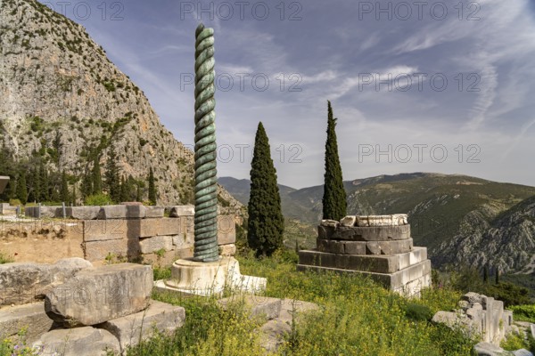 The Serpent Column, Delphi Archaeological Site, UNESCO World Heritage Site in Delphi, Greece