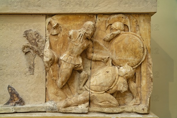 Ancient Greek Friezes in the Delphi Archaeological Museum, UNESCO World Heritage Site in Delphi, Greece