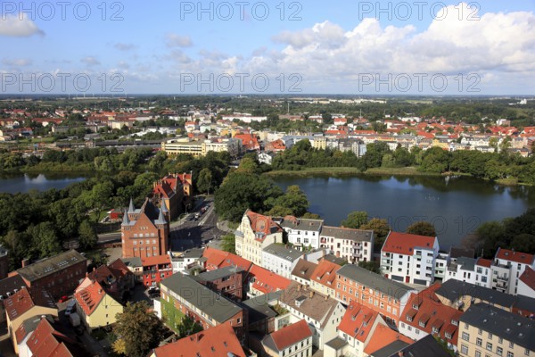 City panorama from above, Stralsund, Hanseatic City of Stralsund, Vorpommern-RÃ¼gen District, Mecklenburg-Western Pomerania, Germany