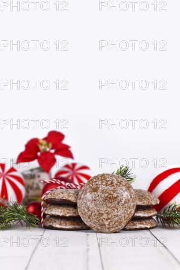 Traditional German round glazed gingerbread Christmas cookie called 'Lebkuchen'