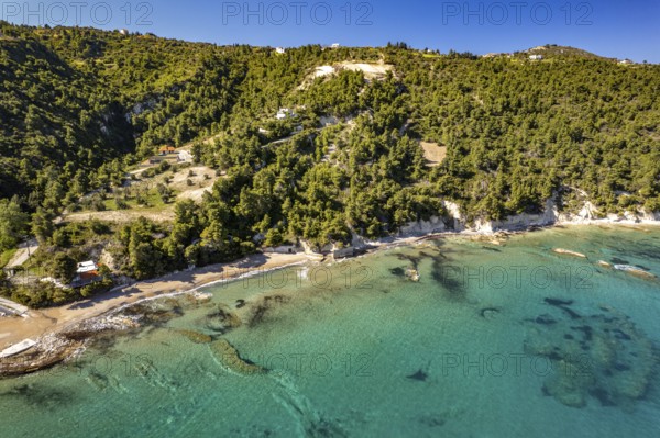 Soutsini beach near Kymi seen from the air, Euboea or Evia island, Greece