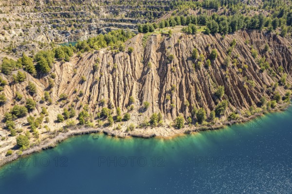 Mining lake on the island of Euboea or Evia seen from the air, Greece