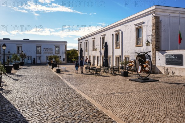 Courtyard of the Cidadele de Cascais Artists' Farm in Forte de Nossa Senhora da Luz de Cascais, Portugal