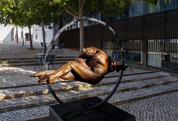 Bronze sculpture Intimidade by R. Timoteo, Cidadele de Cascais artists' farm in the Forte de Nossa Senhora da Luz de Cascais, Portugal