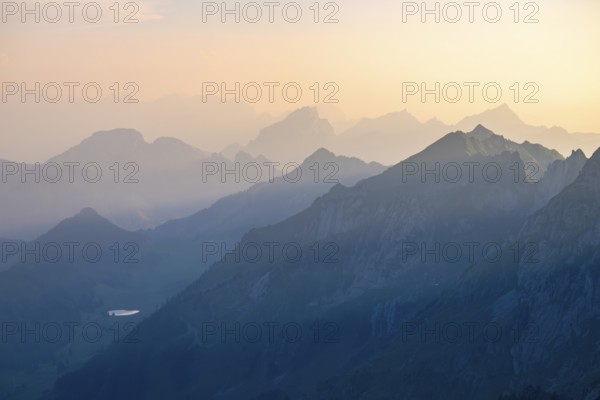 View of the surrounding peaks from the Rotstein Pass, Alpstein, Appenzell, Switzerland