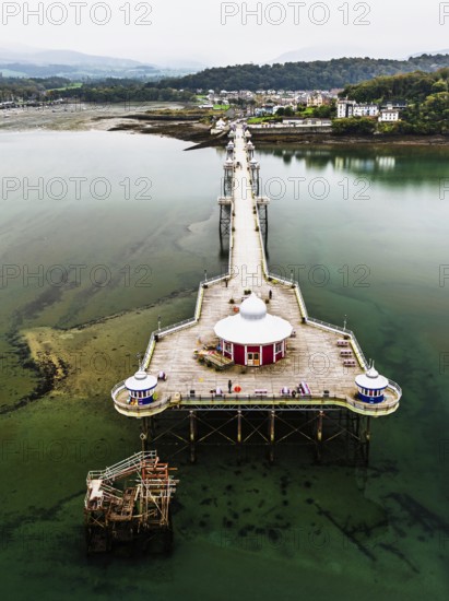 Garth Pier from a drone, Bangor, Wales, UK