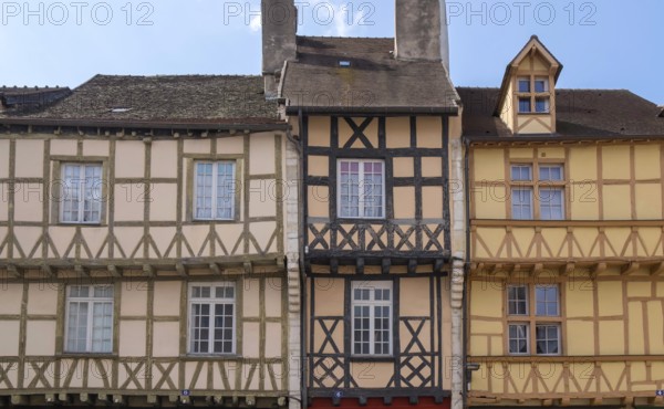 Half-timbered houses on Place Saint Vincent, Chalon-sur Saone, SaÃ´ne-et-Loire department in the Bourgogne-Franche-Comté region, Burgundy, France