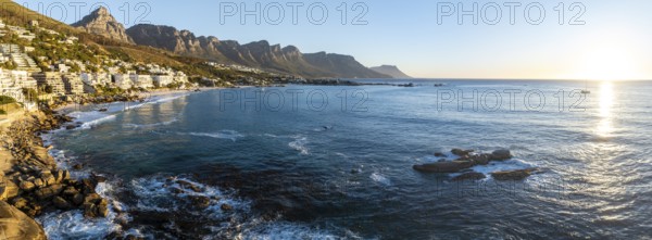 Cityscape, Aerial View, Ocean and Clifton Beach, Camps Bay, Cape Town, South Africa