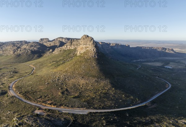 Parkhuispas mountain pass, aerial view of mountains and countryside, Cederberg Mountain Catchment Area, South Africa