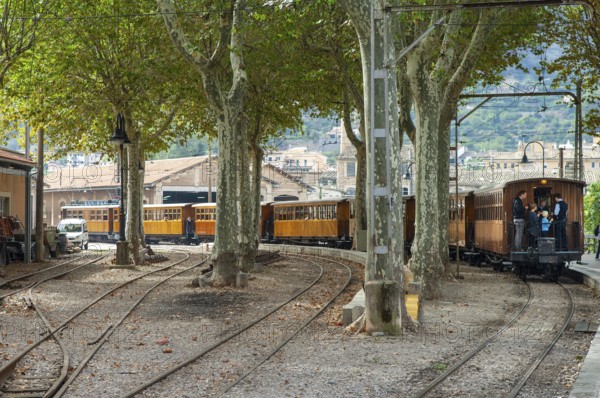 Historic Soller train running from Palma to Soller and Port de Soller, Majorca, Spain