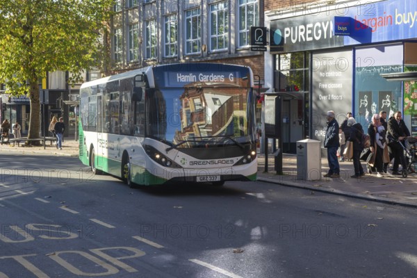 Greenslades ADL Enviro200 MMC single decker bus, Exeter city centre, Devon, England, UK service G to Hamlin Gardens