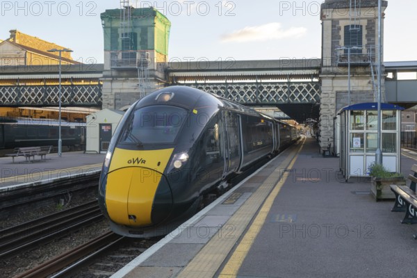 GWR British Rail Class 800 train at platform, Exeter St Davids railway station, Exeter, Devon, England, UK